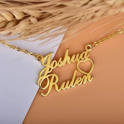 Antique Accessories PERSONALIZED HEART NAME NECKLACE, 24K GOLD