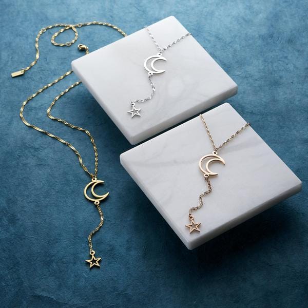 AntiqueAccesories Silver GALAXY LARIAT NECKLACE