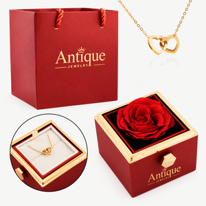 Forever Rose Box with engraved heart necklace