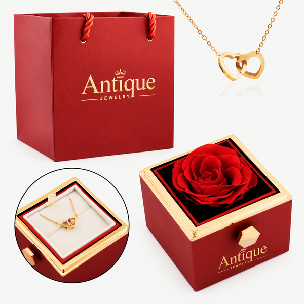 Forever Rose Box with engraved heart necklace