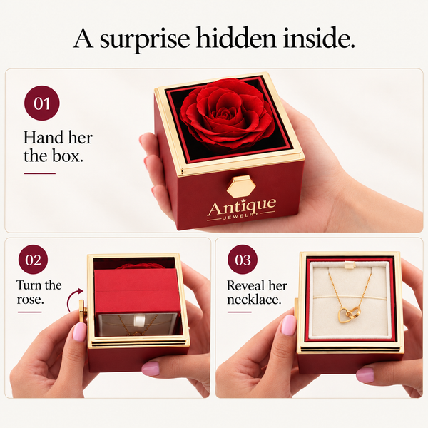 Forever Rose Box + Engraved Heart Necklace