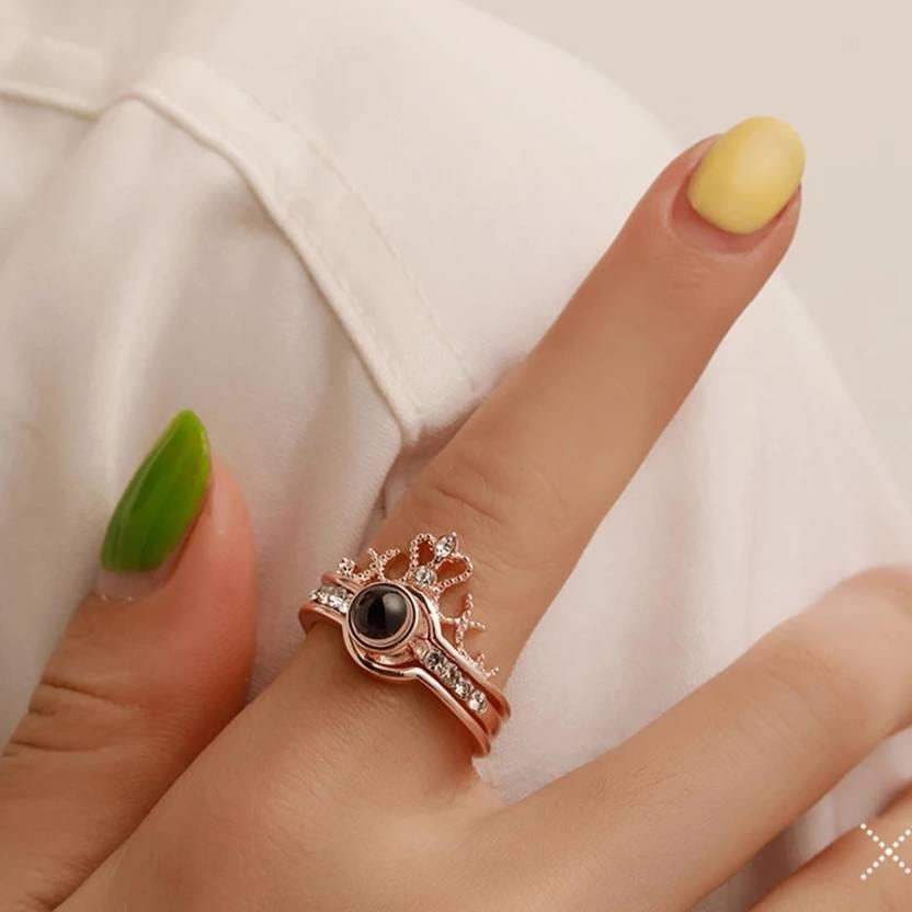 Antique Accessories Adjustable 100 Language Crown Ring Two-in-one