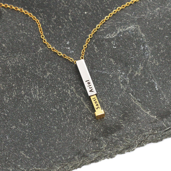 Antique Accessories Hidden Name Engraved Bar Necklace