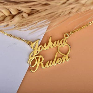 Antique Accessories PERSONALIZED  HEART NAME NECKLACE, 24K GOLD