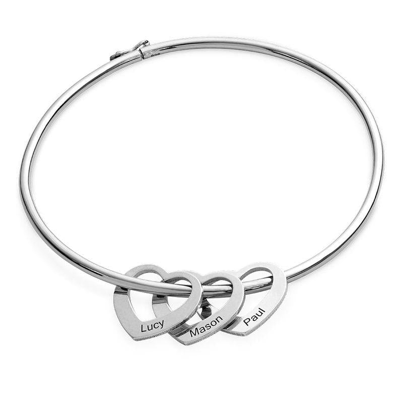 AntiqueAccesories Bangle Bracelet with Heart Shape Pendants