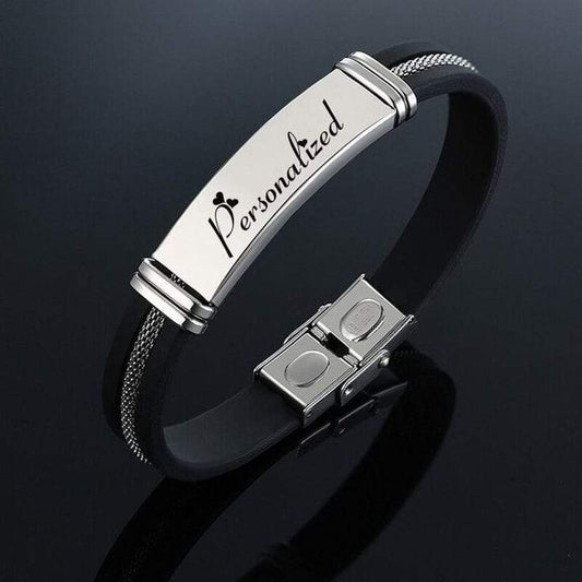 AntiqueAccesories Black Personalized Bracelet for His