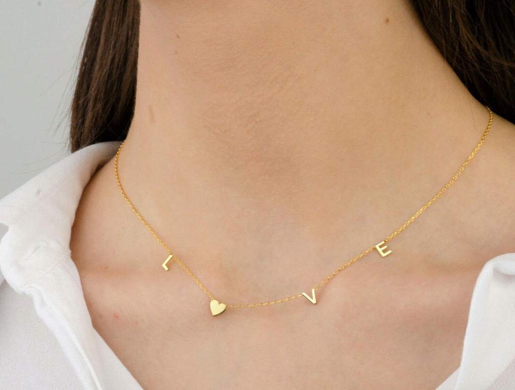 AntiqueAccesories Gold Customize Initial Necklace