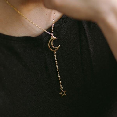 AntiqueAccesories Gold GALAXY LARIAT NECKLACE