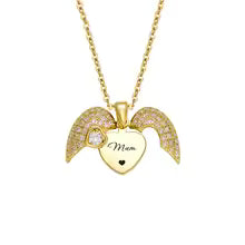 Beautiful Engraved Name Angel Wing Heart Necklace